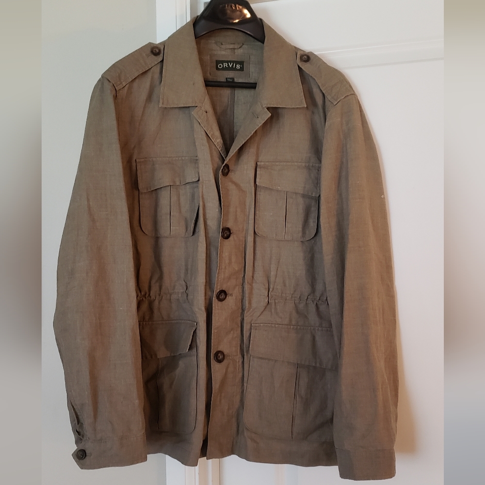 Orvis Lightweight Waxed Cotton Field Jacket, Large, Tan